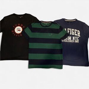 Tommy Hilfiger black, green, and navy striped 3 shirt Men’s bundle